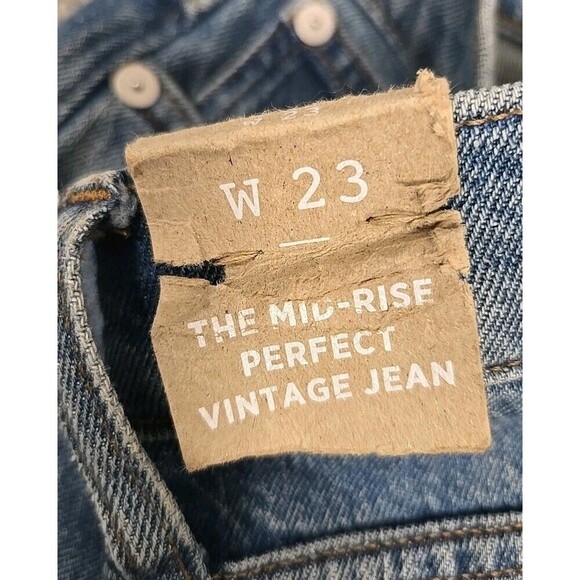 Madewell The Mid-Rise Perfect Vintage Jean Distressed Blue Women’s Size 23 NWT - Picture 4 of 12